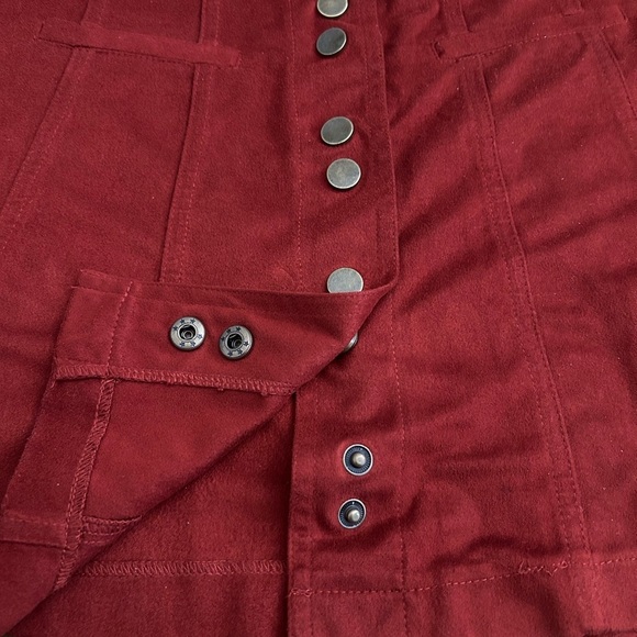 ZARA Deep Rust Orange A-Line Skirt w/Front Snap Buttons faux Pockets Academia - Picture 3 of 8